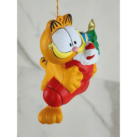 Garfield w/ Tree Ornament 4" Christmas Stocking Holidays 90's Kurt Adler Vintage - Picture 13 of 15